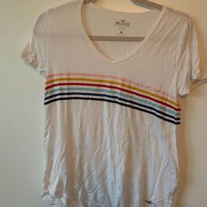 Rainbow striped white tee shirt